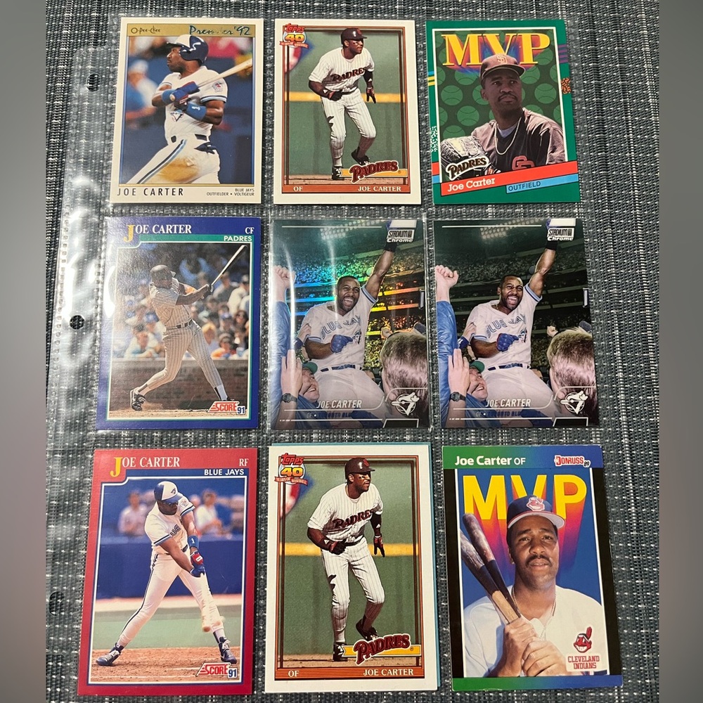⚾️ Joe Carter MLB Baseball Trading Cards, Lot of 10